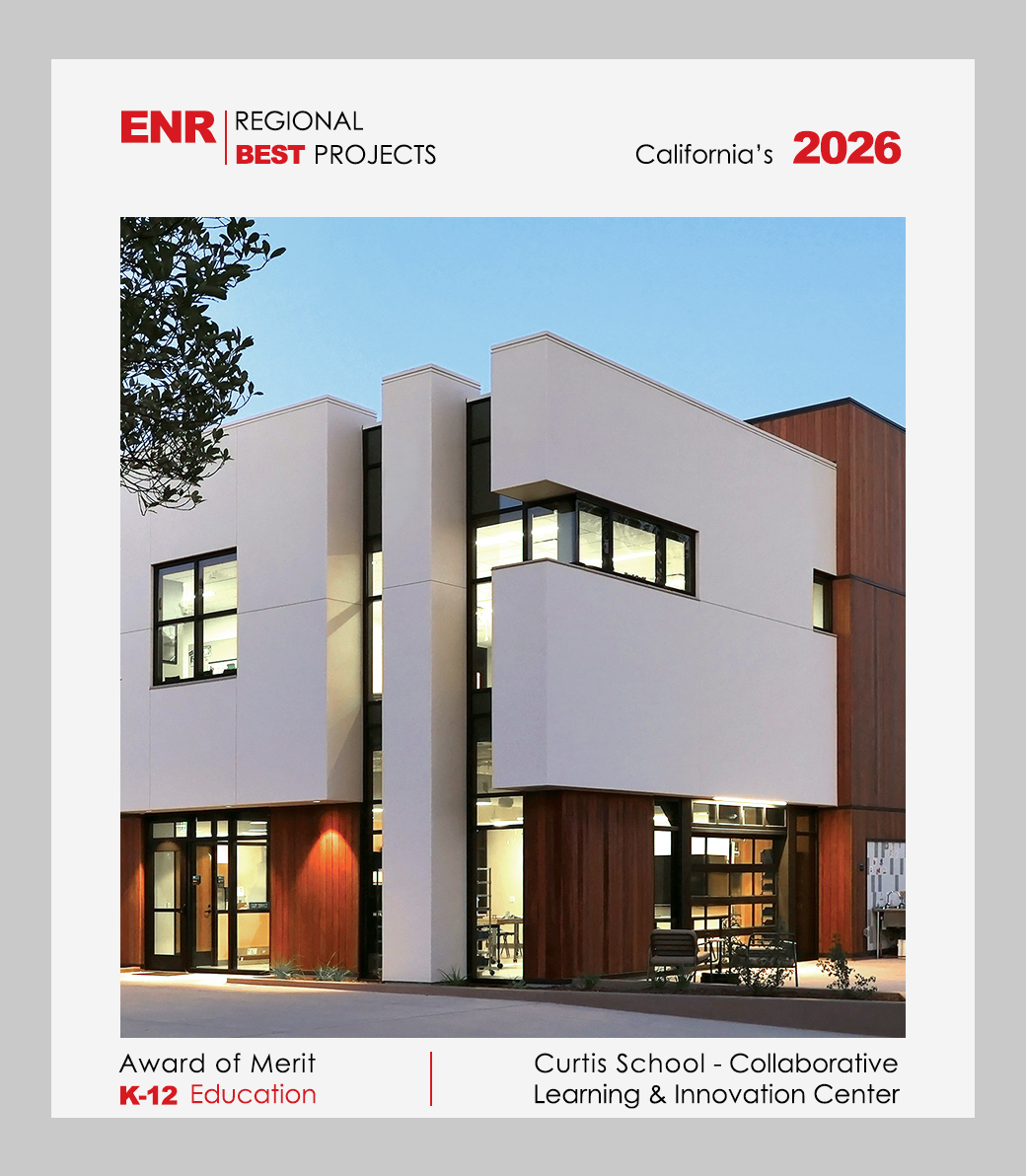 ENR California's 2026 Regional Best Projects Award of Merit in K-12 Education for Curtis School - Collaborative Learning & Innovation Center