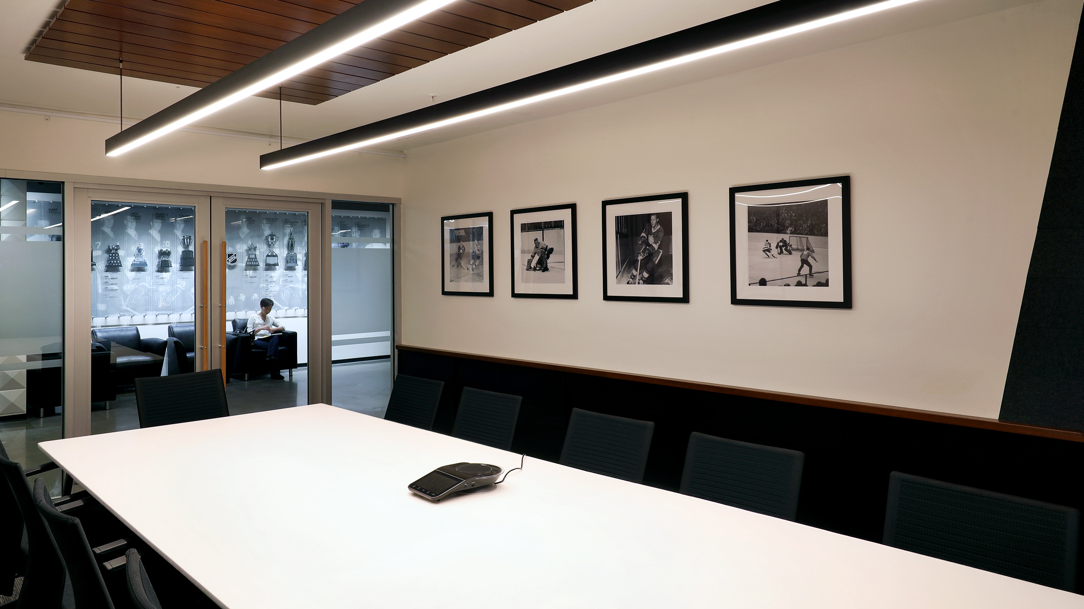 Empty conference room in the LA Kings Business Office in El Segundo, a Pica+Sullivan Southern California architectural project.