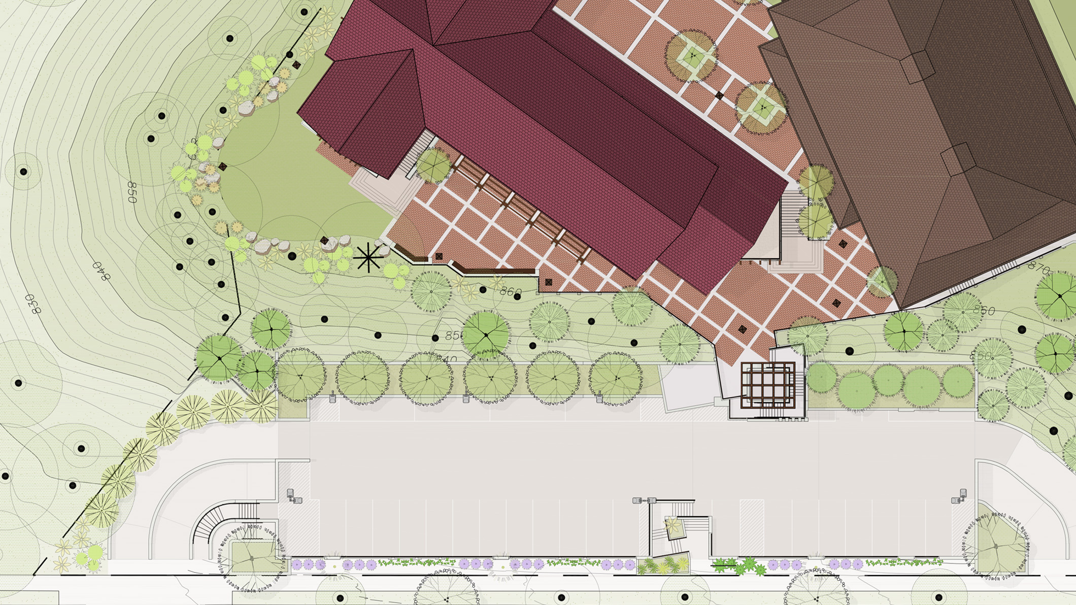 Site plan of the new middle school at the Chandler School in Pasadena, an educational architecture project in Southern California.