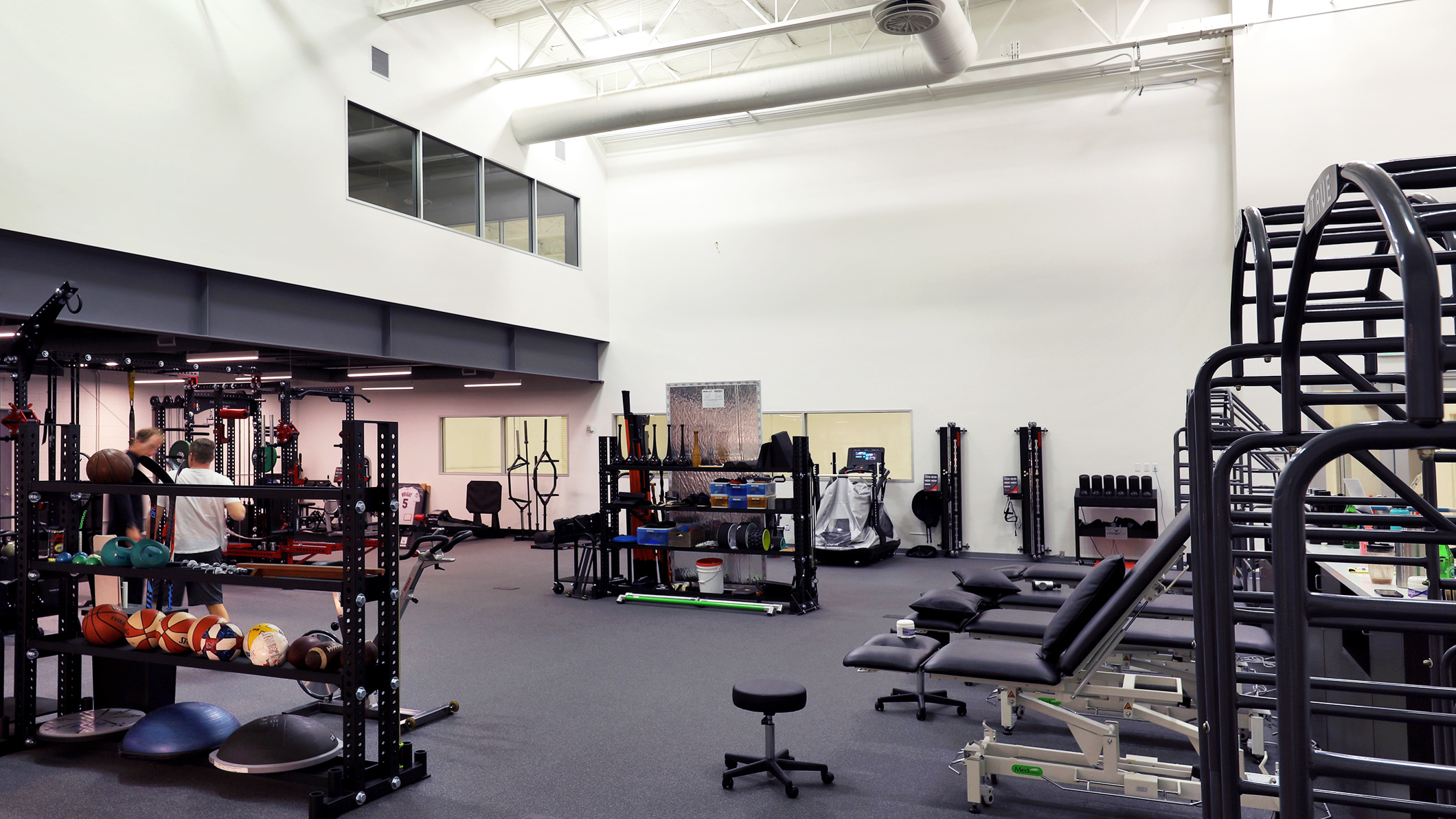An empty exercise room at the LA Kings USC Meyer Sports Rehabilitation Center in El Segundo, a Pica+Sullivan Southern California architectural renovation project.
