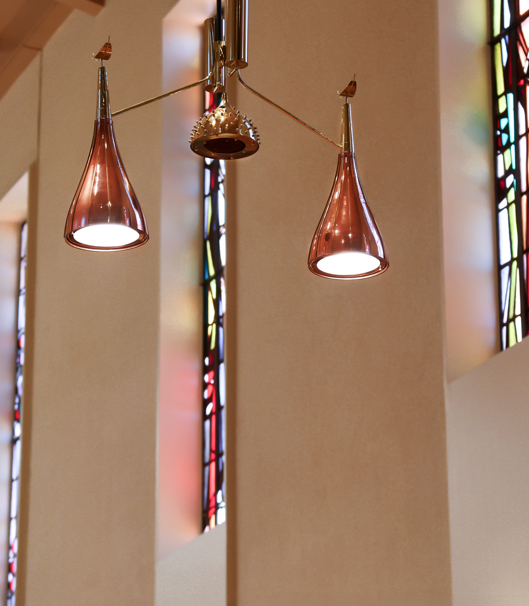 ST-PAUL_015 Decorative light fixtures at the Saint Paul the Apostle Church in Los Angeles, a Pica+Sullivan Southern California religious architectural renovation project.